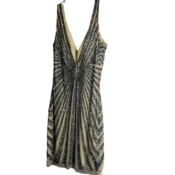 Basix Black Label Sequin Beaded Sleeveless Mini Dress Size 4 Cocktail Formal - Picture 1 of 9